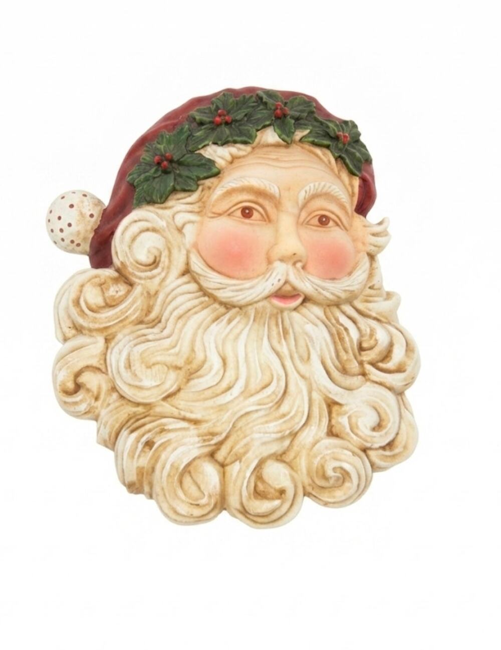 Vintage Olde World Santa Head Wall Plaque Hanging